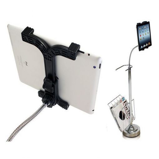 Bathroom Tablet Stand With Toilet Holder and Magazine Rack Silver